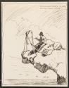 Illustrated letter from William Orpen to Mrs St George with a sketch of the artist painting on a cliff