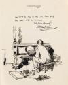 Illustrated letter from William Orpen to Mrs St George with a sketch of the artist painting Mrs St George's bed