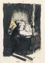 Illustrated letter from William Orpen to Mrs St George showing the artist and Mrs St George's bed