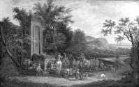 A Landscape with Hunting Party and Fountain