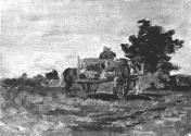 A Horse and Cart in a Field