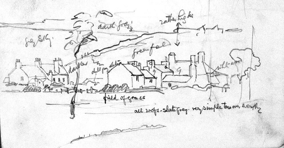 A Sketchbook with 36 Leaves of Figure and Landscape Studies, including Houses with Slate Grey Roofs
