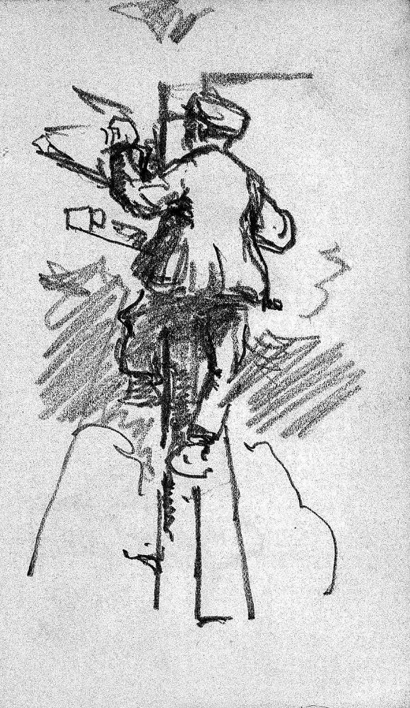 A Sketchbook with 56 Leaves of Figure and Landscape Studies, including A Man on a Telegraph Pole