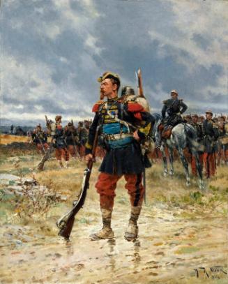 A Soldier with Troops in the Background