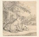 Two Chained Hunting Dogs