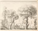 A Young Couple Crossing a Stile in a Castle Garden
