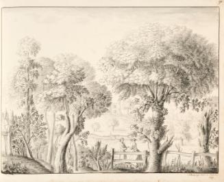 A Young Couple Crossing a Stile in a Castle Garden
