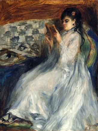 Young Woman in white reading