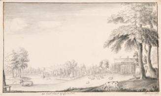Calwich House and Lake, Staffordshire;  Buildings and Trees in a Landscape (on verso)
