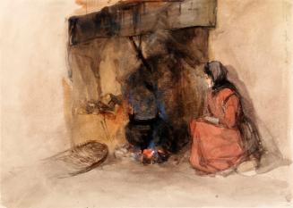 Girl Tending a Pot on an Open Fire
