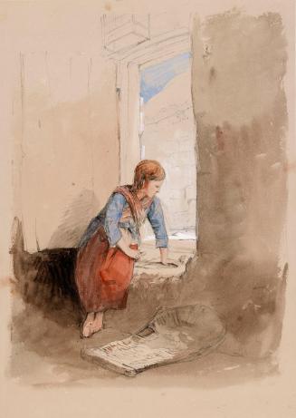 Girl at a Window with a Ciséan (Basket), Galway