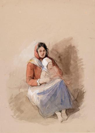 Barefoot Woman with a Child on her Knee