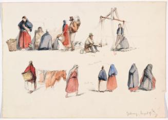 Multiple Figures beside Weighing Scales, Fish Market, Galway