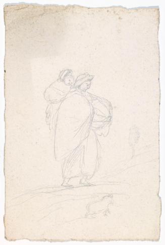 Woman with Child on her Back and a Dog