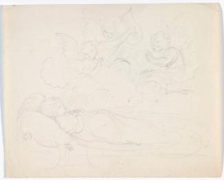 Sleeping Child with Angels; Sketch of a Head (on verso)