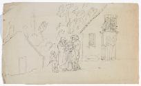 Man and Woman with Two Children Outside a Cottage