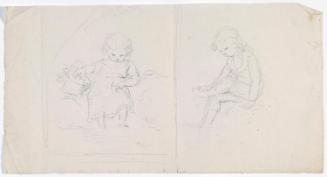 Child with a Basket, Seated Boy Holding his Foot (folded sheet)