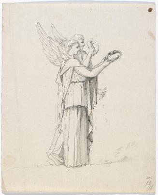 Two Winged Figures Holding a Laurel Wreath and Scroll