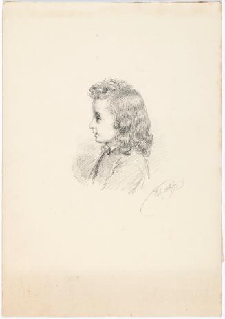 Young Girl with Elaborate Hair in Profile