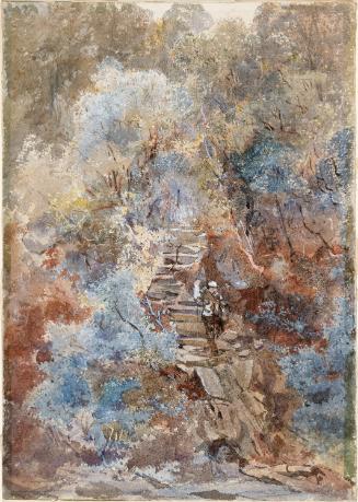 Man Walking down Cliff Steps