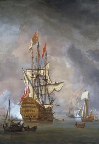 Calm: the English Ship 'Britannia' at Anchor