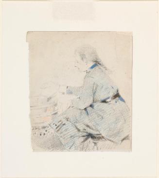 Seated Girl Tending a Pot; Seated Girl Reading (on verso)