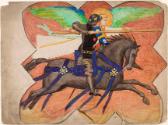 Knight on Horseback with Burton Arms