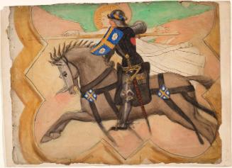 Knight on Horseback with Burton Arms