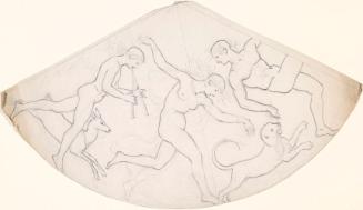 Part of a Circular Design with Dancing Nude Figures and Animals