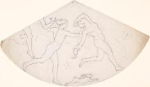 Part of a Circular Design with Psyche and Eurydice Dancing Nude