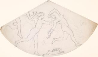 Part of a Circular Design with Psyche and Eurydice Dancing Nude