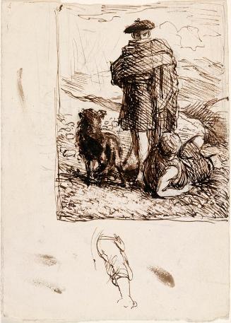 Highland Shepherd, Boy and Dog; Figure Study (on verso)