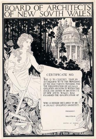 Design for a Certificate for the Board of Architects of New South Wales, Australia