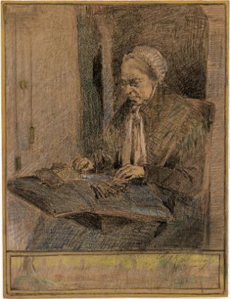 An elderly Lady Making Lace