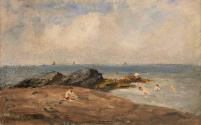 Bathers near Rocks