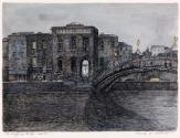 The Halpenny Bridge and Merchants' Hall, Dublin, at Night