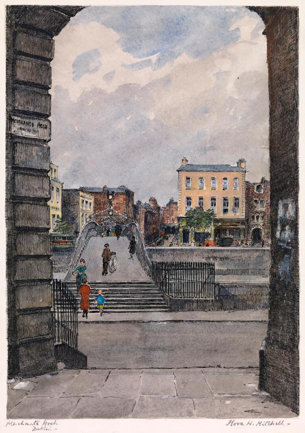 Merchants' Arch and the Halfpenny Bridge, Dublin