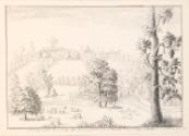 A Chinese Bridge at Wroxton Abbey and the Village of Drayton, Oxfordshire