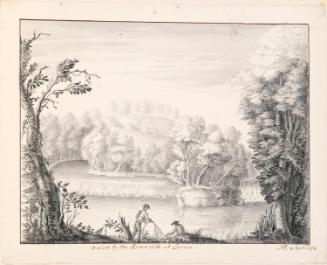 Fishermen by the River Liffey at Lucan, County Dublin