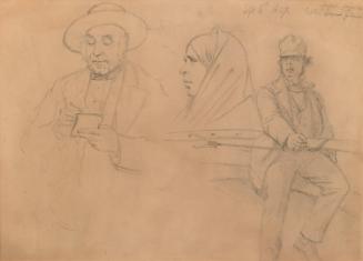 Eugene O'Curry (1796-1862) Historian, a Peasant Woman, and Sir Samuel Ferguson (1810-1886) Irish Poet, Barrister, Antiquarian, Artist and Public Servant (left to right)