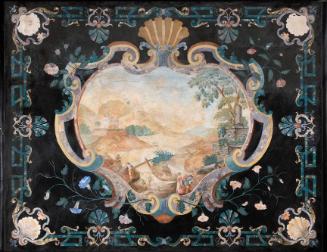 Black Scagliola Tabletop with a Landscape