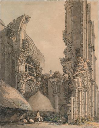 The Ruins of Malmesbury Abbey, Somerset, from the West Front (ill. for 'The Antiquities of Great Britan' 1807)