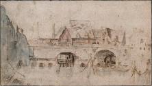 A Bridge and Wharves in a Town
