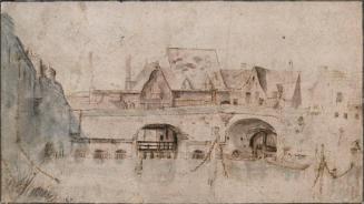 A Bridge and Wharves in a Town