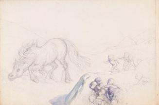 Elfin Children Chasing a Horse