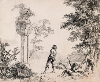 Four Men by a Classical Ruin