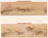 The Hippodrome Grand Steeple Chase June 17th, 1839, The Start (top) and the First Fall (bottom)