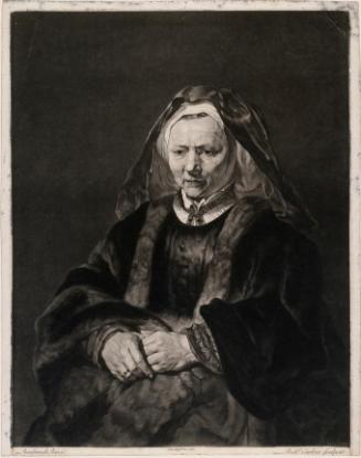 'Rembrandt's Mother' - a seated old woman with a veil