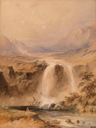 A Fisherman below a Waterfall
