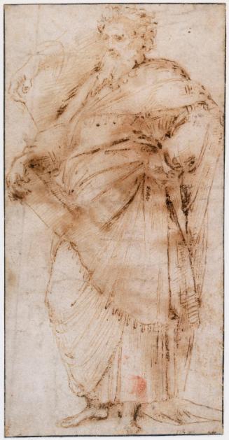 A Standing Philosopher and Hand Detail; Architectural Studies (on verso)
